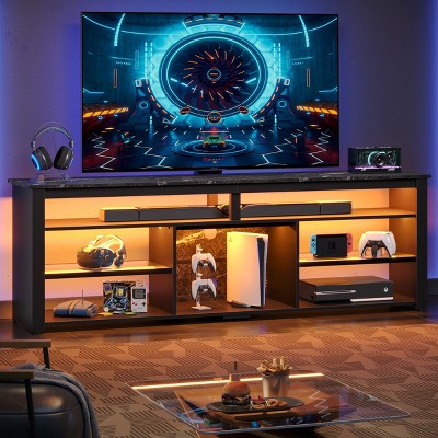 Bestier 70" Gaming Entertainment Center for TV up to 75" , LED TV Stand for PS5 Tall TV Console with Shelves