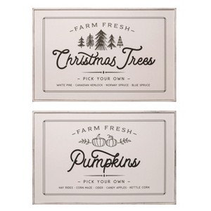 Transpac Wood 35.75 in. Off-White Christmas Farm Pumpkin Patch Arrow - 1 of 2