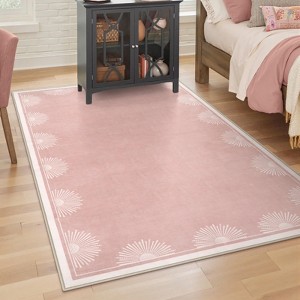 Lahome Short Pile Sunburst Area Rug – Plush Bohemian Accent for Living Room or Bedroom - 1 of 4