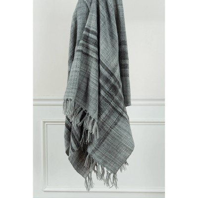 50"x60" Plaid Throw Blanket Gray - Rizzy Home