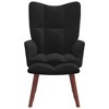 vidaXL Velvet Relaxing Chair with Stool- Black Soft Seating with Durable Steel Frame and Wooden Legs' - 2 of 4