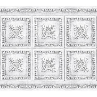 Brewster Vintage Tin Peel & Stick Wallpaper Backsplash White