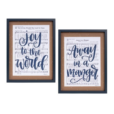 Melrose Christmas Carol Sentiment Sign (Set of 2)
