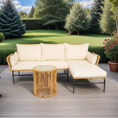 Sapphtopaz Patio Furniture Sets Wicker Patio Lounge Chairs with Cushions and Table for Backyard, Outdoor, Terrace