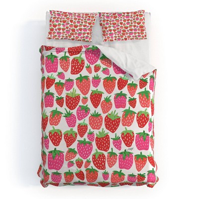 Deny Designs 3pc Full/Queen Lindsey Kay Collective Strawberries Lindsey Kay Duvet and Sham Set