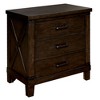 Royal Hampton 3 Drawer Nightstand with Metal Handle And Crossed Planked Side Panels, Brown - 2 of 4
