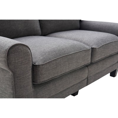 Gray Fabric Rolled Arm Sofa with Removable Cushions