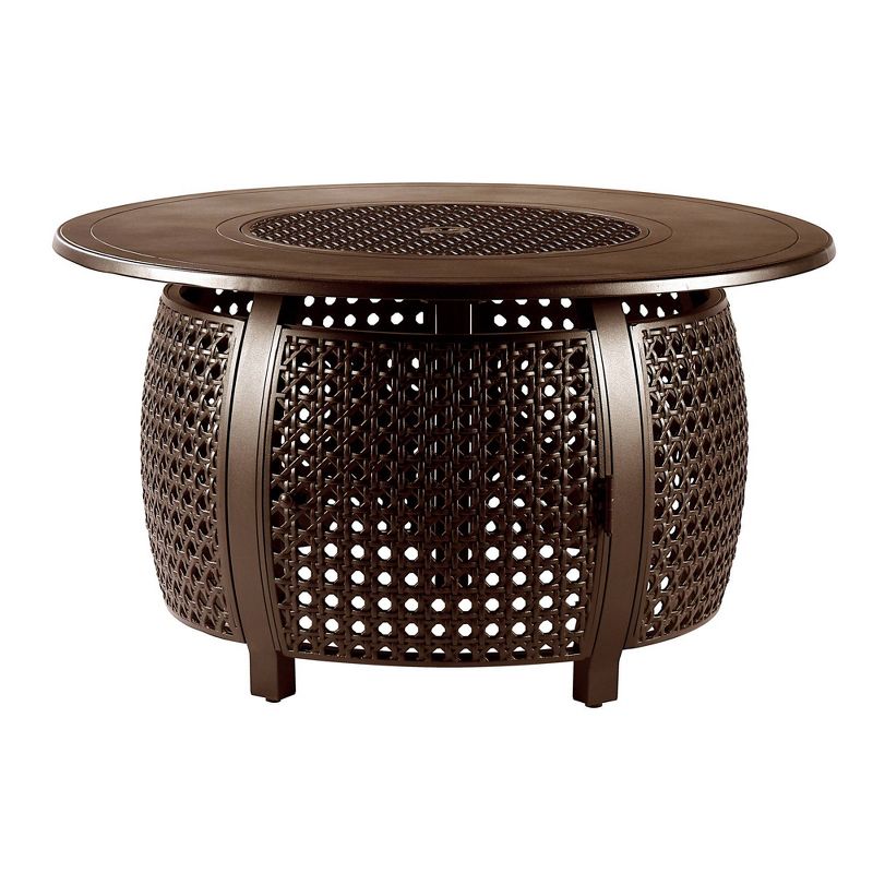 Oakland Living Aluminum Round 55000 BTUs Outdoor Patio Dining Table with Lid &#38; Covers Brown, 3 of 10
