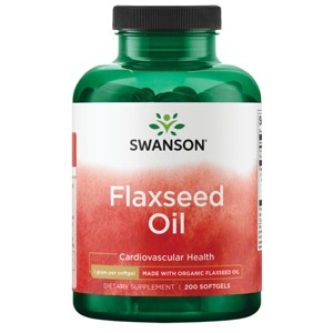 Swanson Flaxseed Oil made with organic flaxseed for heart & wellness support (1g, 200 softgels) - 1 of 4