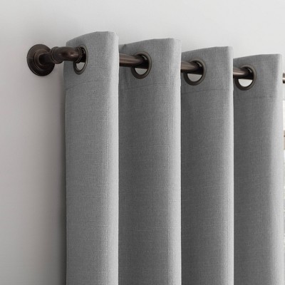 Sterling Gray Polyester Blackout Grommet Curtain Panel