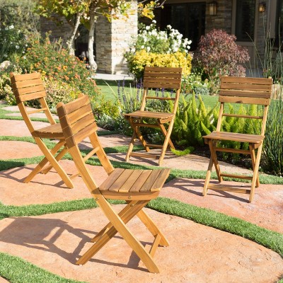 Positano 4pk Acacia Wood Folding Dining Chairs - Christopher Knight Home