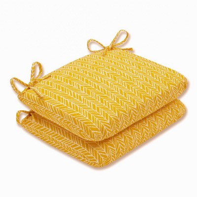 Outdoor/Indoor Herringbone Rounded Corners Seat Cushion Set of 2 - Pillow Perfect