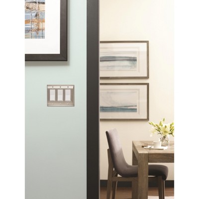 Satin Nickel 3 Rocker Decorative Light Switch Wall Plate