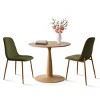 Dining Table Set for 2, Small Round Pedestal Kitchen Table with Upholstered Chairs, Ideal for Breakfast Nooks or Apartments-Tanpinhause - 3 of 4