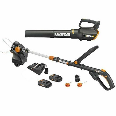 Worx Wg931 Power Share 20v Cordless Grass Trimmer, Hedge Trimmer, & Blower  Combo (batteries And Charger Included) : Target