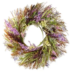 Mixed Leaf Spring Wreath Purple 22" - National Tree Company