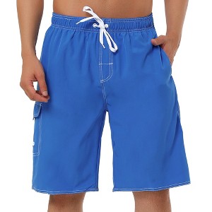 Lars Amadeus Men's Summer Solid Drawstring Elastic Waist Swim Beach Board Shorts - 1 of 4