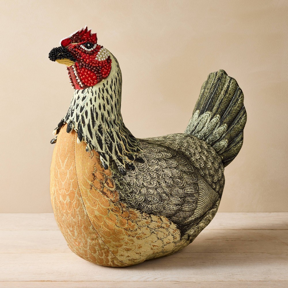 14"x13" Beaded Chicken Novelty Plush Pillow - John Derian for Target