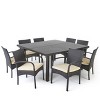 GDFStudio Hubery 9 Piece Outdoor Wicker Patio Dining Set with 64” Square Rattan Table and Cushions - 2 of 4