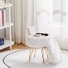 KTMBDW Faux Fur Storage Ottoman, Round Furry Vanity Stool, Footrest Stool with 4 Metal Legs for Living Room, Bedroom, Entryway - 2 of 4