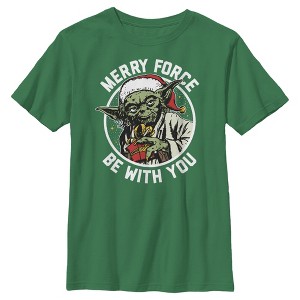 Boy's Star Wars Christmas Yoda May the Force T-Shirt - 1 of 3