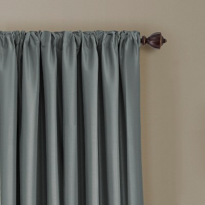 Dusty Blue Faux Silk Blackout Drape Panel