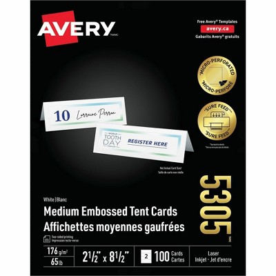 Avery Medium Tent Cards for Laser and Inkjet Printers, 2½" x 8½"