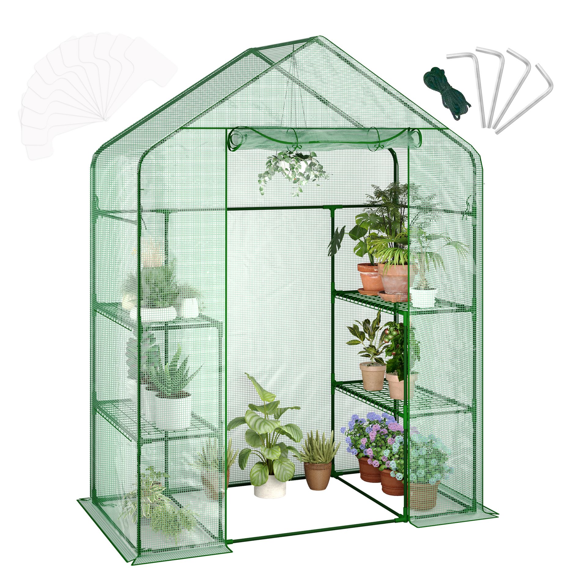 Greenhouses for Outdoors with Shelves, Portable Greenhouse, Walk-in Green Houses for Seedling Flowers Growing