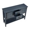 Gulches 48 in Navy Blue Rectangular Pine Console Table with 2 Drawers 2 Cabinets Bottom Shelf Iron Handles Distressed Finish - 4 of 4
