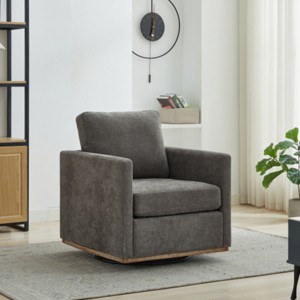 Modern Swivel Accent Chair with Soft Backrest, Upholstered Swivel Recliners Couch, Chenille Armchair for Living Room or Bedroom-Maison Boucle - 1 of 4
