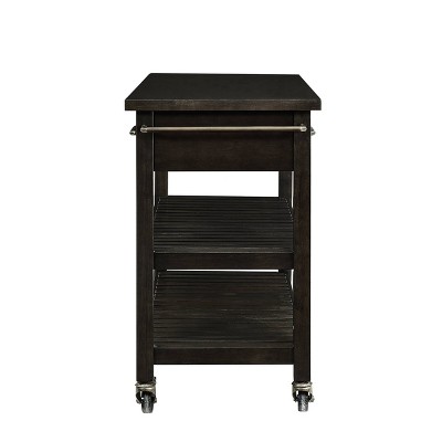 Havelock Dark Tobacco Rolling Kitchen Island with Shelves