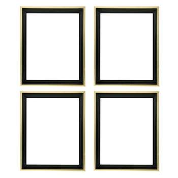 Creative Mark Illusions Floater Frames - Walnut/Gold - 4 Pack of ¾’’ Deep Floating Frames for Stretched Canvas Paintings, Artwork, and More
