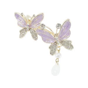 Unique Bargains Exquisite Butterfly Pendant Spring Clip Hair Clips Purple Silver Tone 1 Pc - 1 of 4