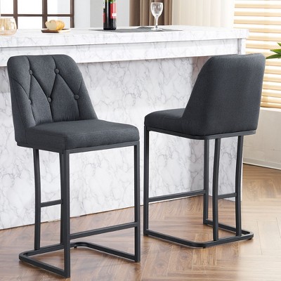 PAGED 25.2" Minimalist Counter and Bar Stools with Back Tufted,Upholstered Counter Stools for Kitchen Island&Dining Room