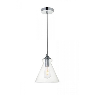 Elegant Lighting Destry 1 Light Chrome Pendant With Clear Glass