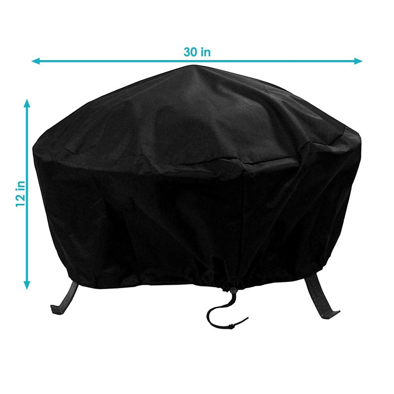 Sunnydaze Outdoor Heavy-Duty Weather-Resistant Vinyl PVC Round Fire Pit Cover with Drawstring Closure - Black, 3 of 8