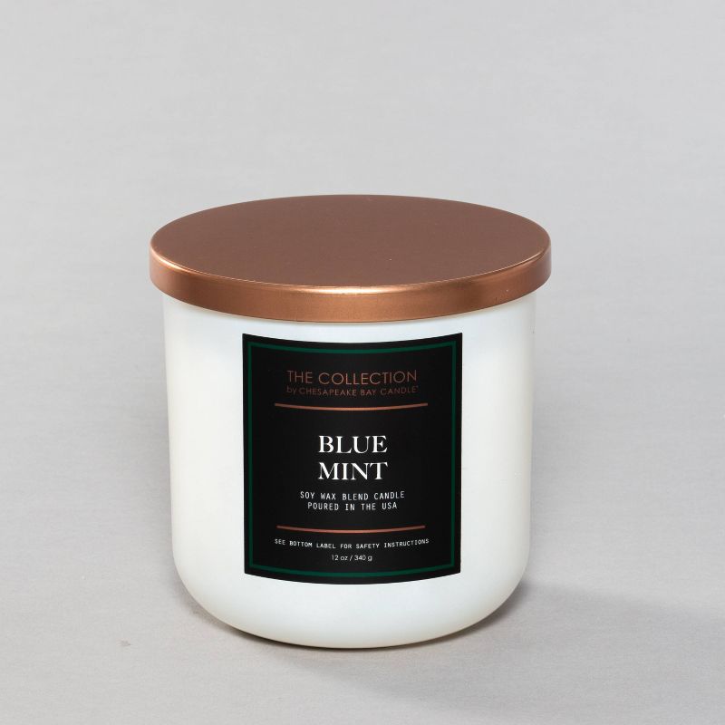 2-Wick White Glass Blue Mint Lidded Jar Candle 12oz - The Collection by Chesapeake Bay Candle, 1 of 5