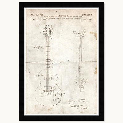 Vintage Black Framed Gibson Les Paul Guitar Print, 13x19