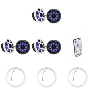 Kicker ( 3 Pair ) 51MSC8 8" LED Premium Marine Speakers & 47KLSR8 8-Inch LED Spacer Rings & LED Remote Bundle - 1 of 4