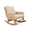 3-Piece Patio Set Table And Chairs,  Modern Patio Chairs With Seat And Back Cushions, PE Rattan Rocking Chairs And Wooden Table-Cuddlewood - 3 of 4