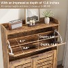 Acekool Farmhouse Slim Shoe Cabinet - 2 Flip Drawers & Hooks for Entryway, Louvered Rustic Brown Organizer Fits Narrow - 4 of 4