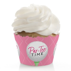 Big Dot of Happiness Golf Girl - Pink Birthday Party or Baby Shower Decorations - Party Cupcake Wrappers - Set of 12 - 1 of 4