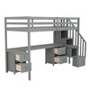NicBex Twin Size Bunk Bed with Desk Loft Bed Pine Bed Frame with Drawers, Storage Stairs and Full Length Guardrail, No Box Spring Required - 3 of 4