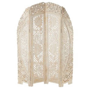 Eclectic Wood Room Divider Screen White - Olivia & May - 1 of 4