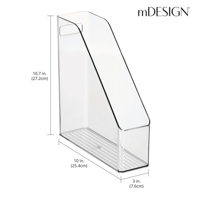 Clear Plastic Slim File Folder Storage Organizer with Handle, 4 Pack