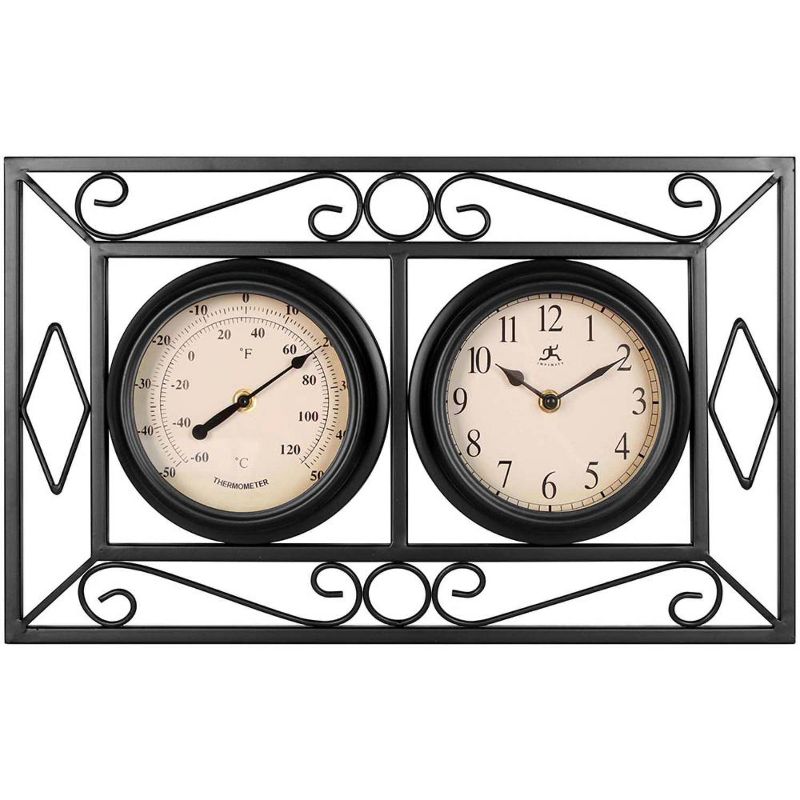 11.5&#34;x18.5&#34; The Bookend Wall Clock Black - Infinity Instruments, 1 of 7