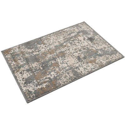 Gray and Beige Abstract 4' x 6' Stain-Resistant Synthetic Rug