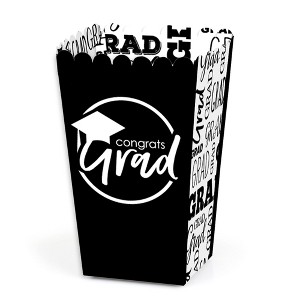 Big Dot of Happiness Black and White Graduation Party Favor Popcorn Treat Boxes - Set of 12 - 1 of 4