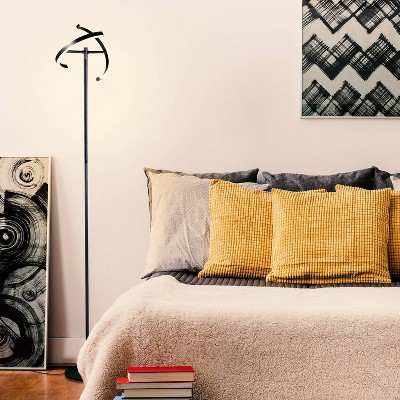Halo Split Black Adjustable LED Torchiere Floor Lamp