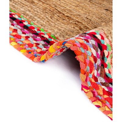 Handmade Blue and Brown Braided Jute 5' x 8' Area Rug